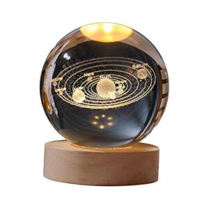 Fancy Night Lights – Universe Galaxy Crystal Ball 2.4 Inch LED Night Lamp with Wooden Base | Dimmable Warm White | Celestial Decor