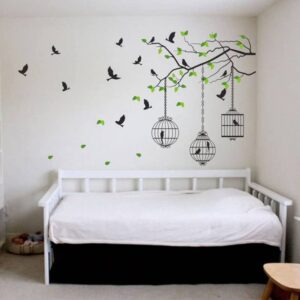 Decorative Tree Cages Birds Wall Sticker