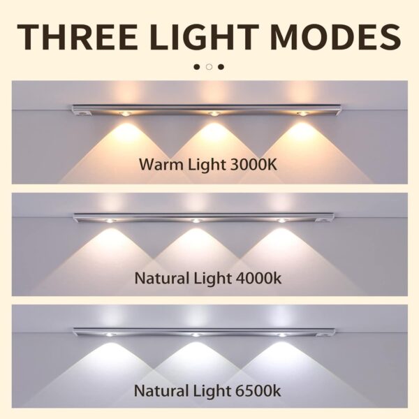 ABFASHION Motion Sensor LED Light USB Rechargeable | Stepless Dimming | 3 Modes | 6500K Night Light | 15.74in (40cm) - Image 7