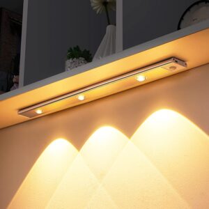 ABFASHION Motion Sensor LED Light USB Rechargeable | Stepless Dimming | 3 Modes | 6500K Night Light | 15.74in (40cm)