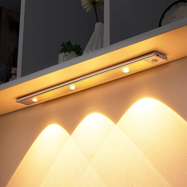 ABFASHION Motion Sensor LED Light USB Rechargeable | Stepless Dimming | 3 Modes | 6500K Night Light | 15.74in (40cm)