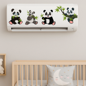 Cute Panda AC Sticker | Waterproof PVC Wall Decal by Decals Creation