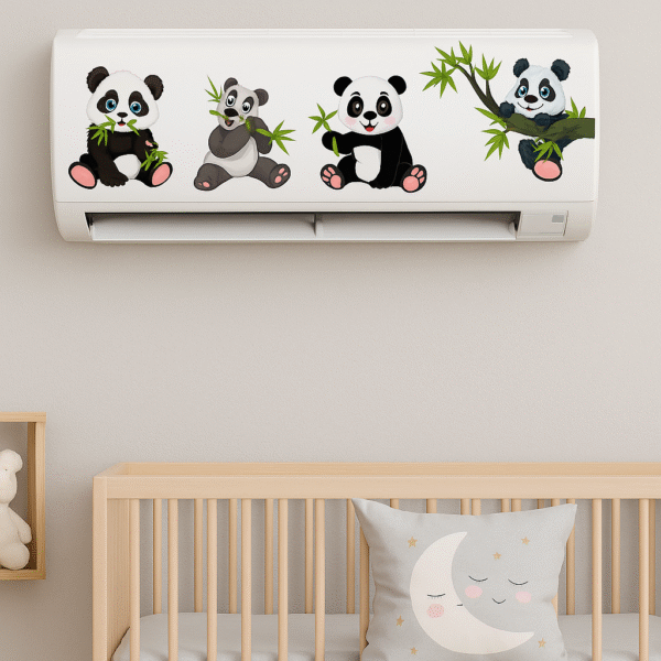 Cute Panda AC Sticker | Waterproof PVC Wall Decal by Decals Creation