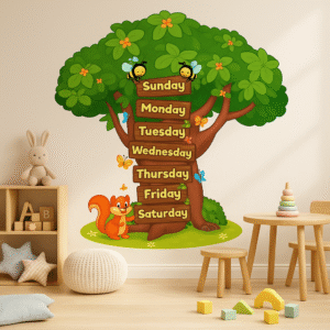 DECAL SHOP 7 Day Week Name Tree Baby Wall Sticker