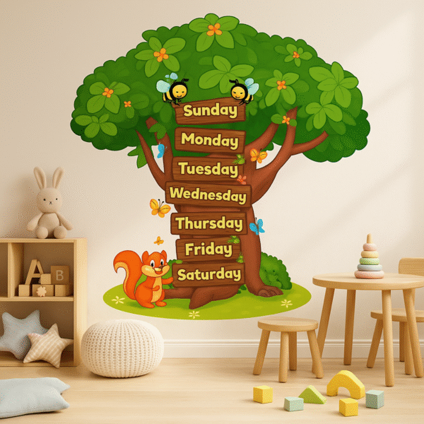 DECAL SHOP 7 Day Week Name Tree Baby Wall Sticker