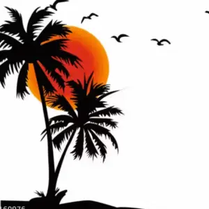 Palm Tree Sunset Wall Decal – Tropical Vibes for Your