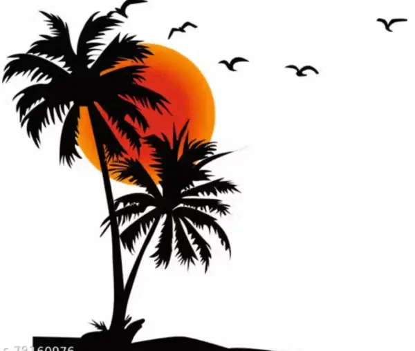 Palm Tree Sunset Wall Decal – Tropical Vibes for Your