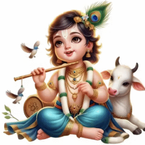 Cute Baby Lord Krishna – Spiritual Wall Sticker for Home Decor