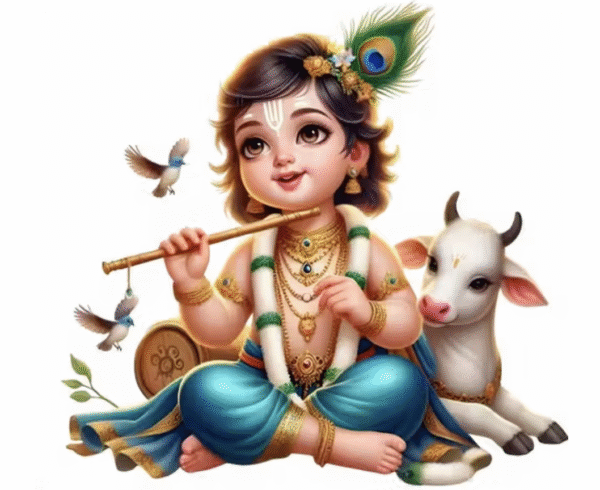 Cute Baby Lord Krishna – Spiritual Wall Sticker for Home Decor