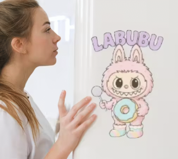 Labubu Pink Fridge Magnet | Cute, Wooden & Collectible