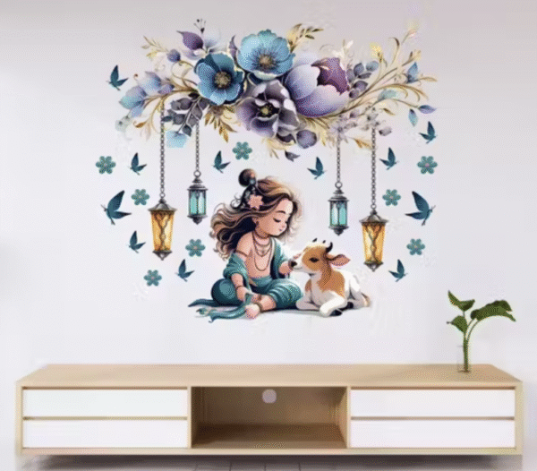 ArtfulDecals Krishna Wall Sticker for Bedroom & Hall