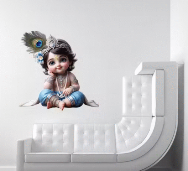 Cute Krishna Sky Blue Wall Sticker – For Kids Room & Living Room - Image 2
