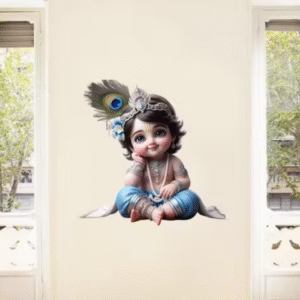 Cute Krishna Sky Blue Wall Sticker – For Kids Room & Living Room