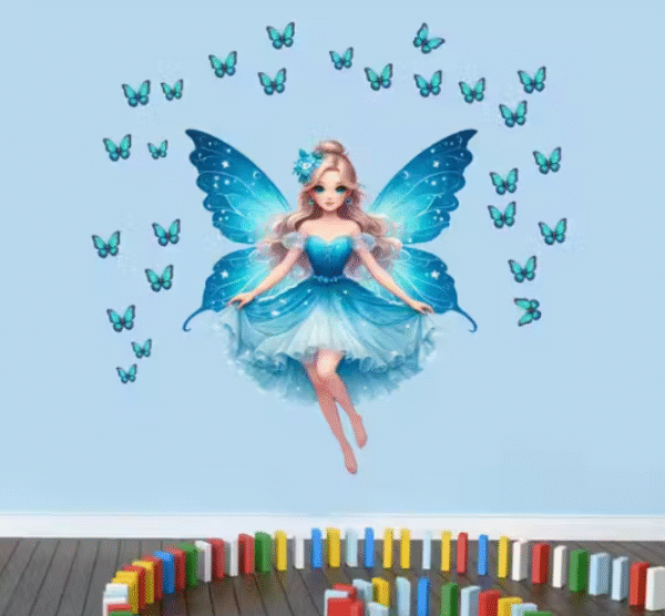 Blue Fairies & Butterflies Wall Sticker – SAJAOHATKE - Image 4
