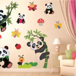 Beautiful Panda Set Wall Sticker for Kids Room (136 cm x 130 cm)