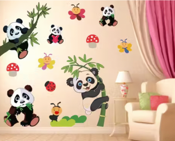 Beautiful Panda Set Wall Sticker for Kids Room (136 cm x 130 cm)