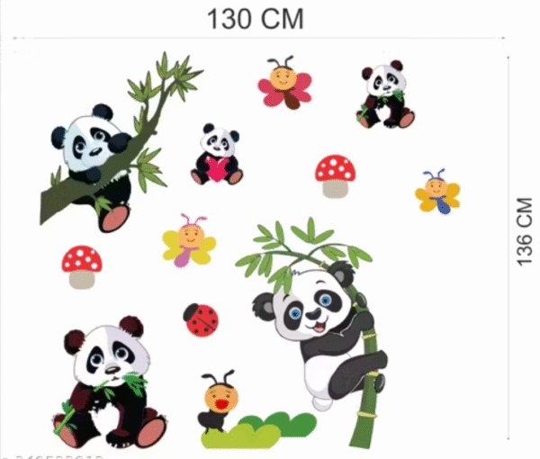 Beautiful Panda Set Wall Sticker for Kids Room (136 cm x 130 cm) - Image 3