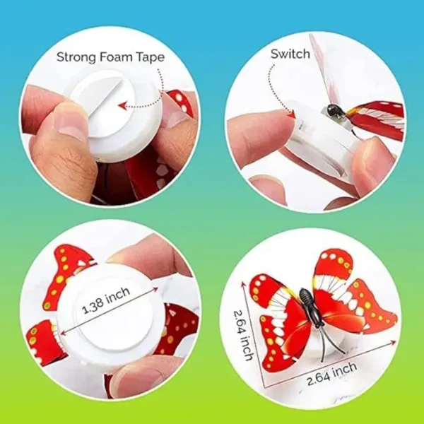 Pack of 5 Pcs Butterfly LED Wall Decoration Light - Image 2