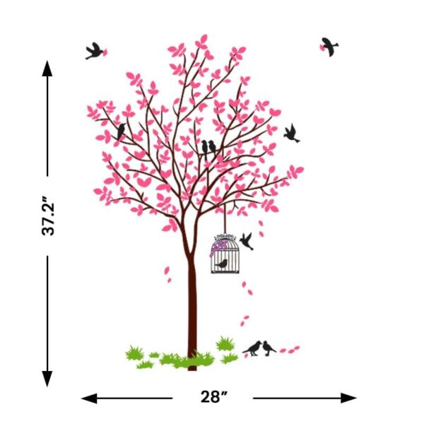 Pink Tree With Birds Cage And Nest(Pack of 1) - Image 2