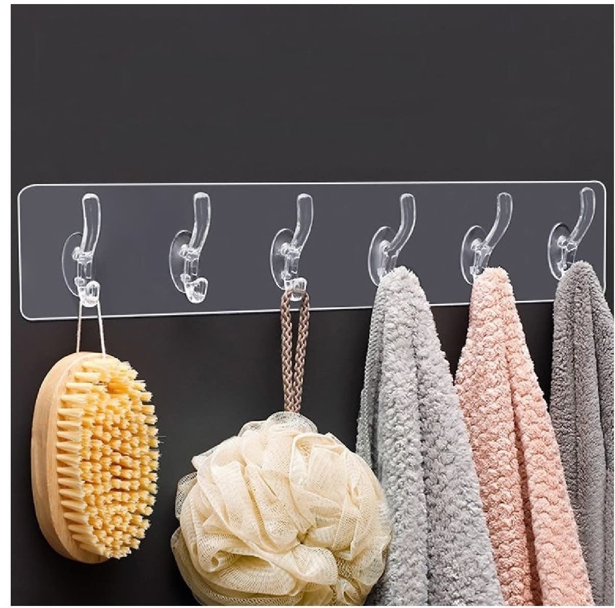 LAVICEA 12-Hook Adhesive Wall Mount Rack