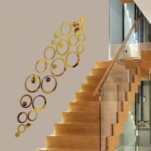 30 Golden Ring & Dots 3D Acrylic Mirror Wall Sticker